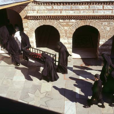 7 Na 33 204063809 Cortege. Grigoriu Monastery Athos 2004. 70x100cm Op Alum. G 